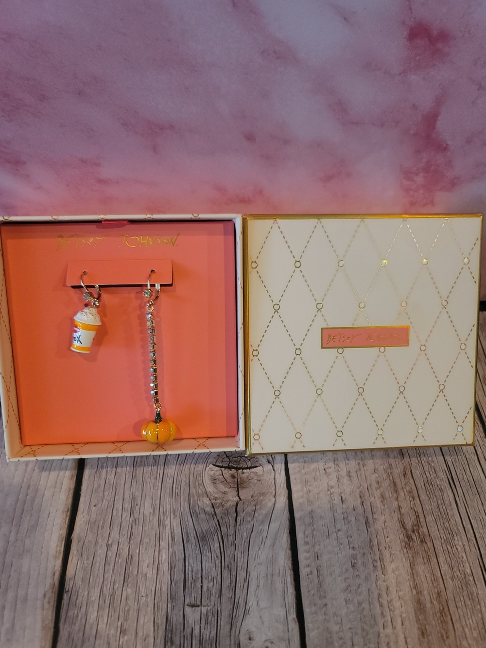Betsey Johnson Pumpkin Spice Mismatched Earrings